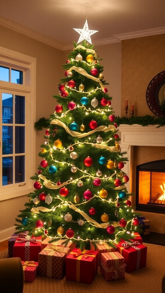 8 ft Christmas Tree Decoration Guide A beautifully decorated 8 ft Christmas tree with lights and ornaments in a festive living room setting.